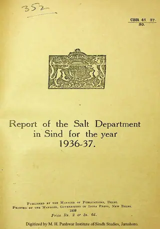 Report of the Salt Department in Sindh 1936-37