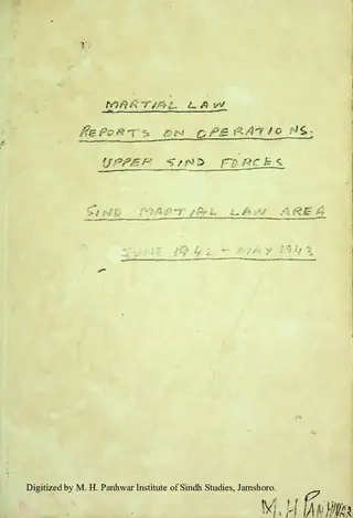 मार्शल ला रिपोर्ट्स आन आपरेशनस: अपर सिंध फोर्सेस (जून 1942-मई 1943)