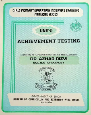 Girls' Primary Education In-Service Training: Material Series Unit-5 (Achievement Testing)