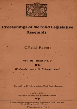 प्रोसीडिंग्ज़ ऑफ़ दि सिंध लेजिस्लेटिव असेंबली (वाल्यूम 3, नंबर 7, 1948)