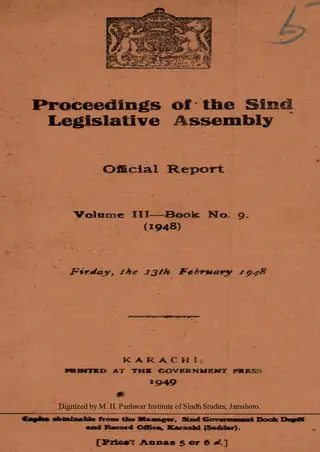 Proceedings of the Sindh Legislative Assembly (Volume 3, Number 9, 1948)