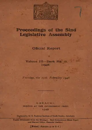Proceedings of the Sindh Legislative Assembly (Volume 3, Number 12, 1948)