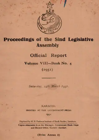 Proceedings of the Sindh Legislative Assembly (Volume 8, Number 4, 1951)
