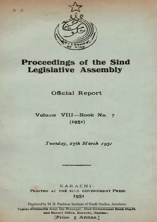 Proceedings of the Sindh Legislative Assembly (Volume 8, Number 7, 1951)