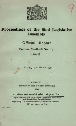Proceedings of the Sindh Legislative Assembly (Volume 5, Number 13, 1949)