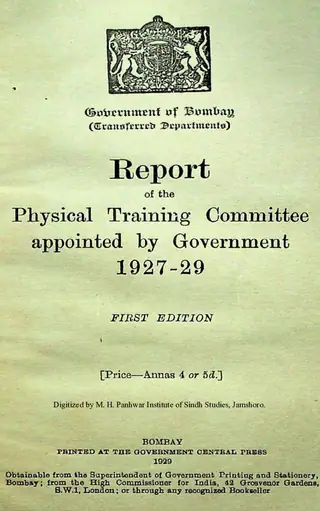 رپورٽ آف دي فزيڪل ٽريننگ ڪميٽي اپائنٽيڊ باء گورنمينٽ 1927-29