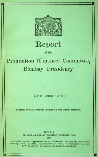 Report of the Prohibition (Finance) Committee, Bombay Presidency
