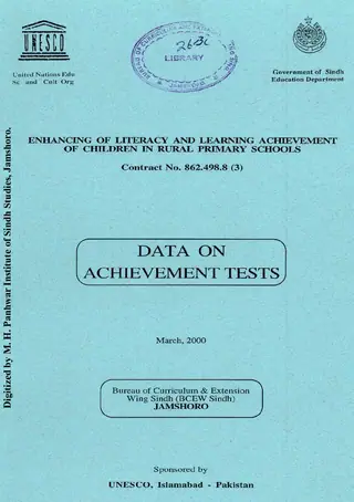 Enhancing of Literacy and Learning Achievement of Children in Rural Primary Schools (Data on Achievement Tests)