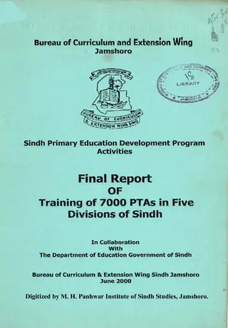 Final Report of Training of 7000 PTAs in Five Divisions of Sindh