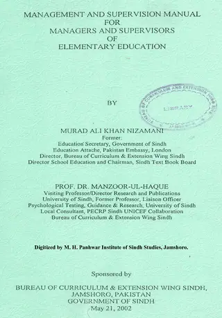 मॅनेजमेंट ऐंड सुपरविज़न मैनुअल फ़ार मॅनेजर्स ऐंड सुपरवाइज़र्स आफ़ एलिमेंटरी एजुकेशन