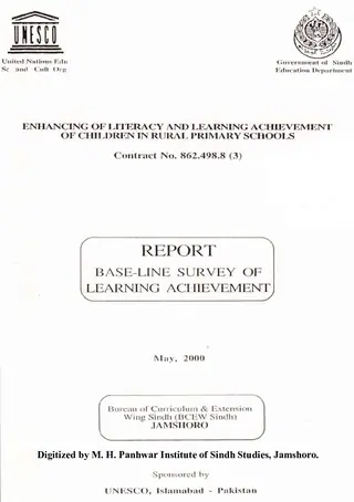 Enhancing of Literacy and Learning Achievement of Children in Rural Primary Schools (Report Base Line Survey of Learning Achievement)