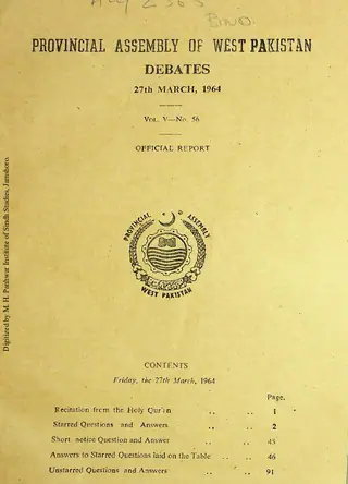 Provincial Assembly of West Pakistan Debates (Volume 5, Number 56, 1964)