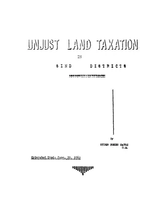 Unjust Land Taxation In Sind Districts