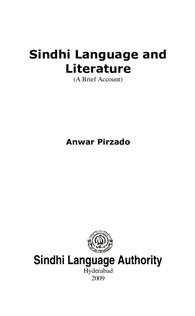 Sindhi Language and Literature (A Brief Account)