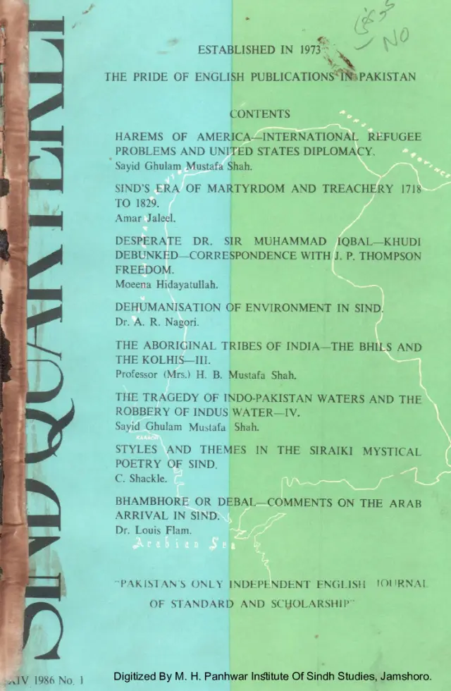 Sindh Quarterly (Volume 14, Number 1, 1986)