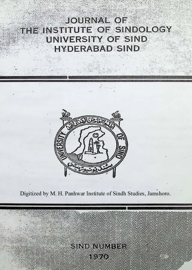 Journal of The Institute of Sindhology University of Sindh Hyderabad Sindh, Vol. 1