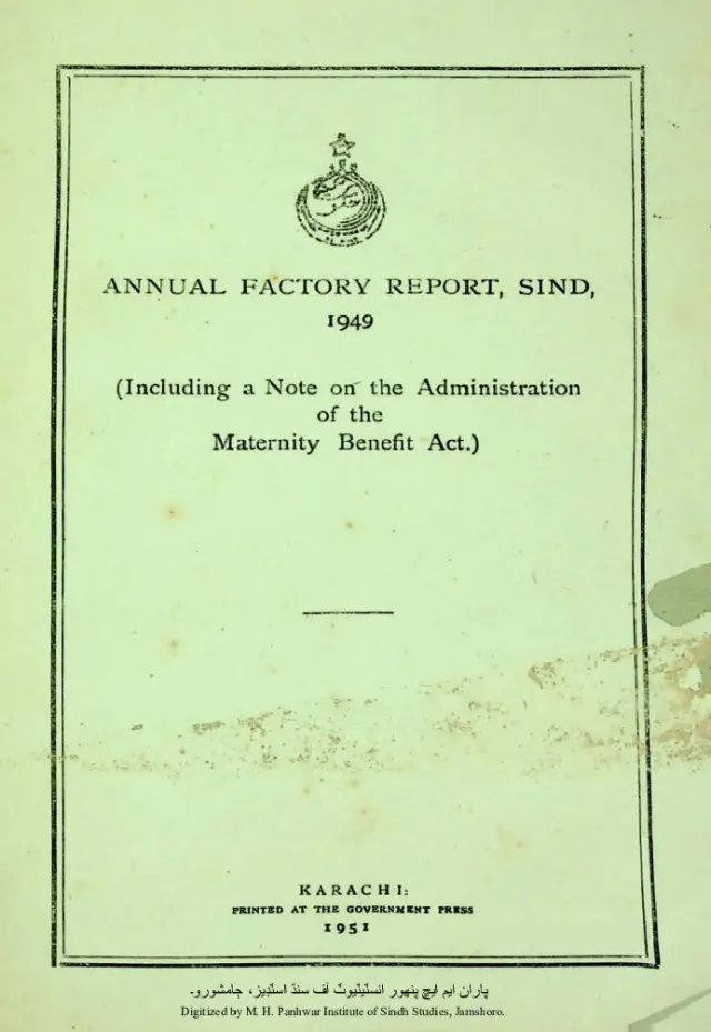 Annual Factory Report, Sindh, 1949
