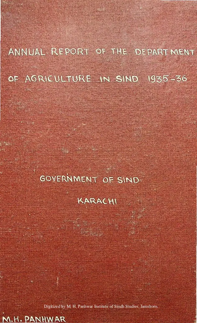 Annual Report of The Department of Agriculture In Sindh