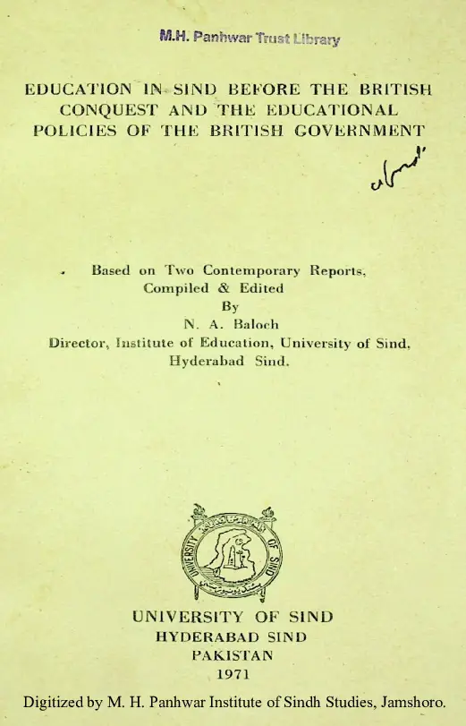 Education in Sindh Before the British Conquest