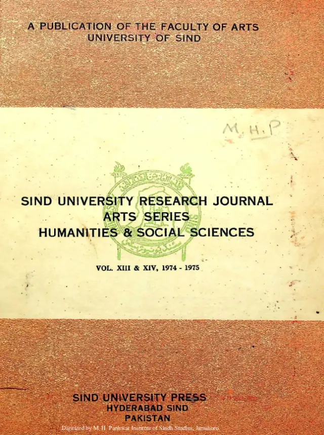 Sindh University Research Journal (Volume 13-14, 1974-1975)