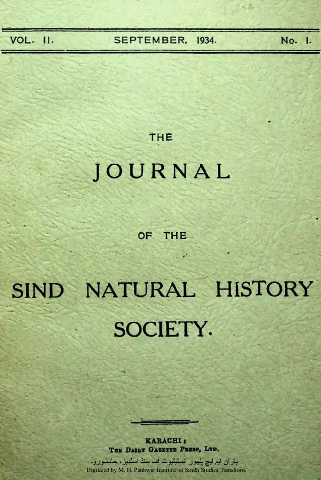 The Journal of the Sindh Natural History Society (Volume 2, Number 1, 1934)