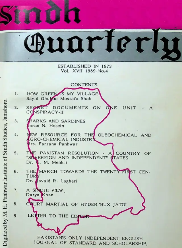 Sindh Quarterly (Volume 17, Number 4, 1989)