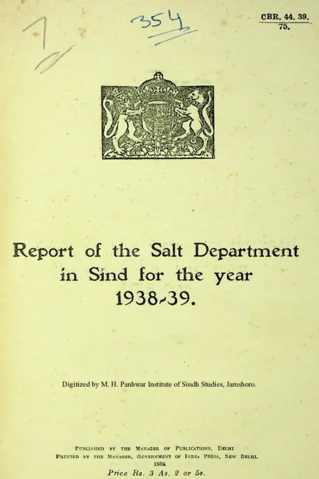 Report of the Salt Department in Sindh 1938-39