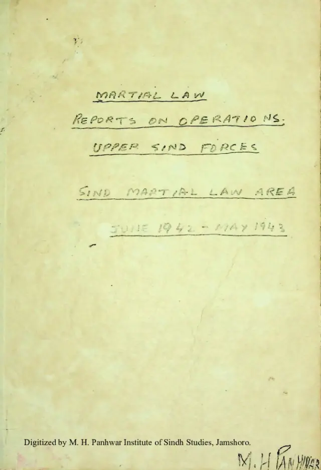 मार्शल ला रिपोर्ट्स आन आपरेशनस: अपर सिंध फोर्सेस (जून 1942-मई 1943)