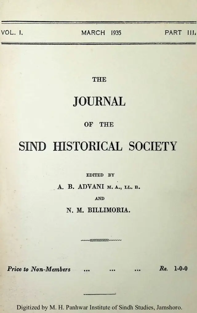The Journal of the Sindh Historical Society (Vol. 1, Part 3, 1935)
