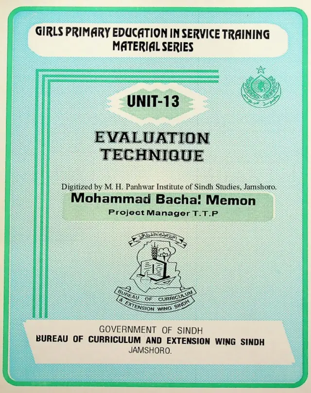 Girls' Primary Education In-Service Training: Material Series Unit-13 (Evaluation Technique)