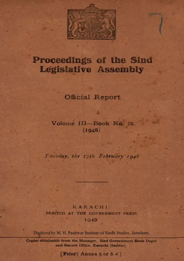 Proceedings of the Sindh Legislative Assembly (Volume 3, Number 12, 1948)