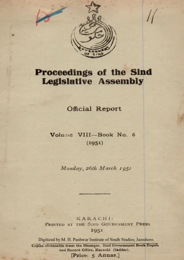 Proceedings of the Sindh Legislative Assembly (Volume 8, Number 6, 1951)