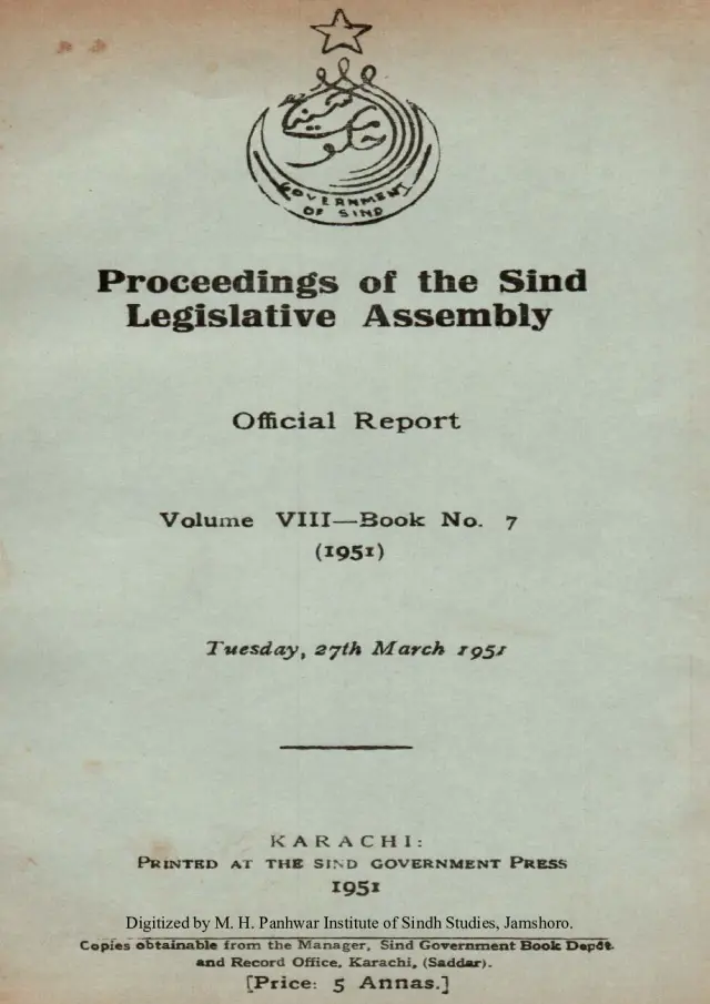 Proceedings of the Sindh Legislative Assembly (Volume 8, Number 7, 1951)
