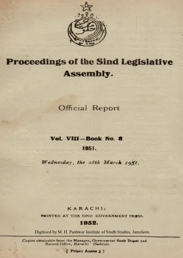 Proceedings of the Sindh Legislative Assembly (Volume 8, Number 8, 1951)