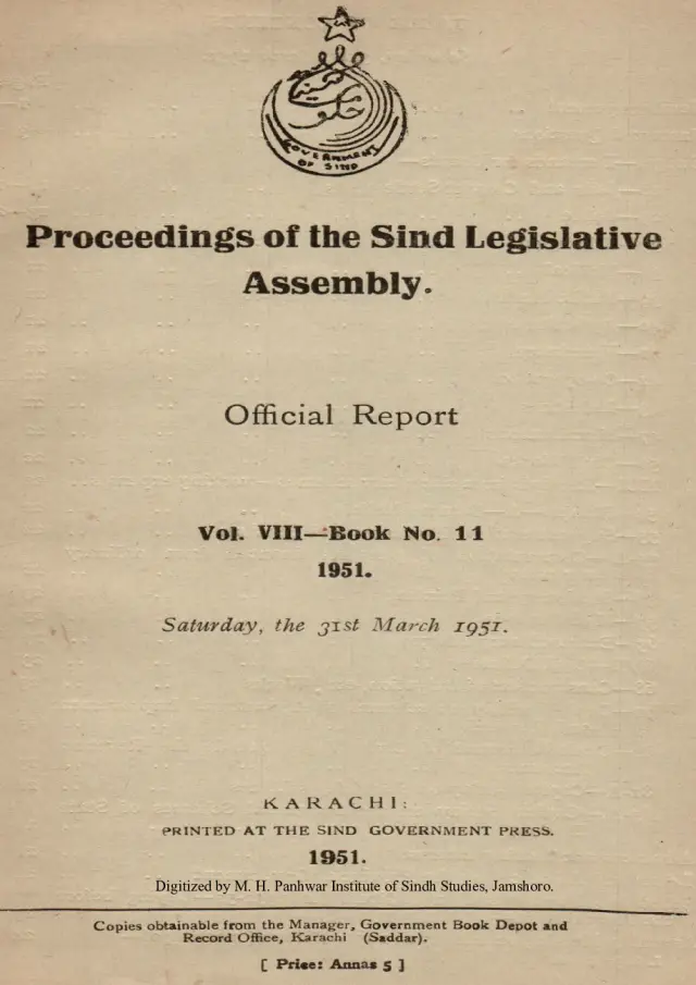 Proceedings of the Sindh Legislative Assembly (Volume 8, Number 11, 1951)