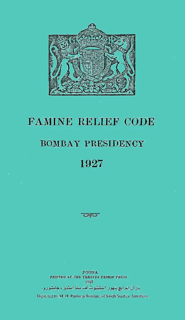 Famine Relief Code Bombay Presidency 1927