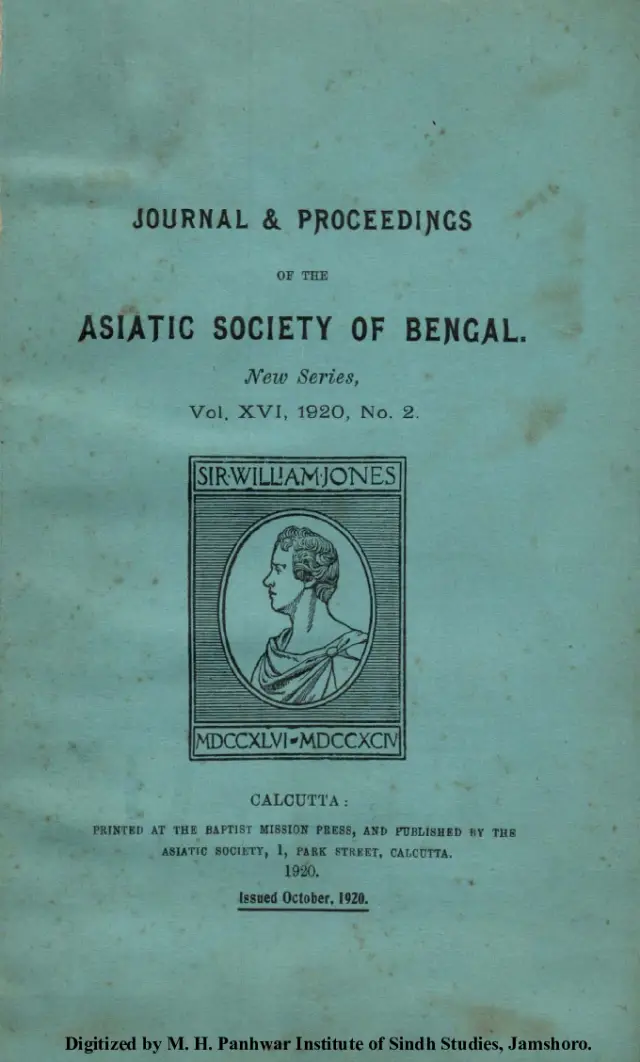 Journal And Proceedings Of The Asiatic Society Of Bengal (Volume 16, Number 2, 1920)