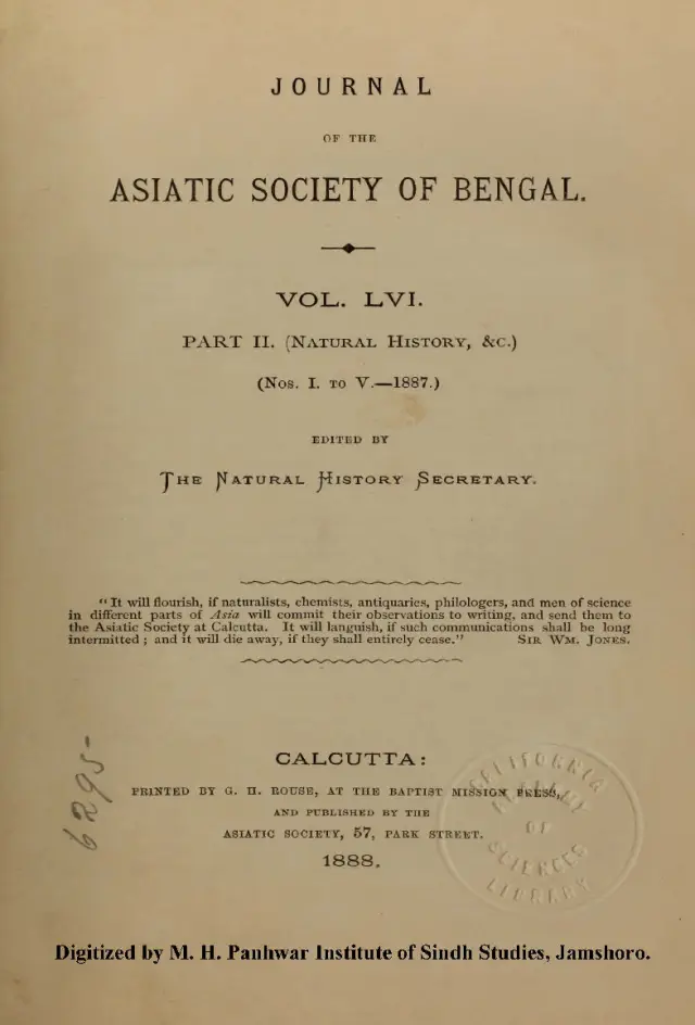 Journal of the Asiatic Society of Bengal (Volume 56, Part 2, Number 1-5, 1888)